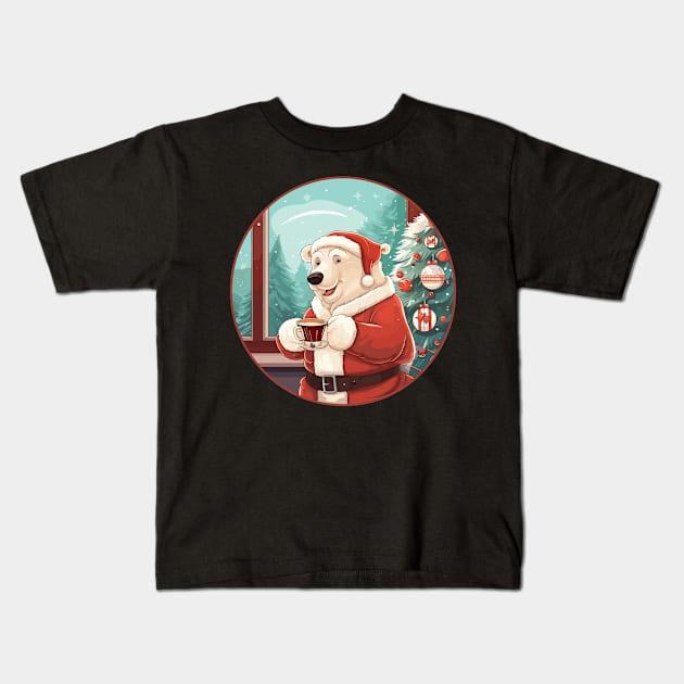 Christmas polar bear Kids T-Shirt by caffeind